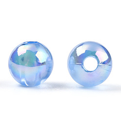 Aciano Azul Abalorios de acrílico transparentes, colores ab plateados, rondo, azul aciano, 8 mm, agujero: 2 mm, Sobre 2100 unidades / 500 g