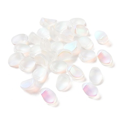 Clair AB Perles de verre tchèque givrées transparentes, top foré, pétale, clair ab, 8x6mm