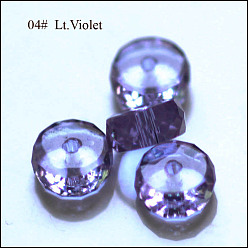 Lilac Imitation Austrian Crystal Beads, Grade AAA, Faceted, Flat Round, Lilac, 8x3.5mm, Hole: 0.9~1mm