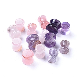 Mixed Stone Natural Amethyst or Rose Quartz Beads, No Hole/Undrilled, Waist Drum, 11.5~12x10~14mm