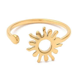 Chapado en Oro Real 18K Chapado en iones (ip) 304 anillo de acero inoxidable para el sol abierto para mujer, real 18 k chapado en oro, tamaño de EE. UU. 6 (16.5 mm)