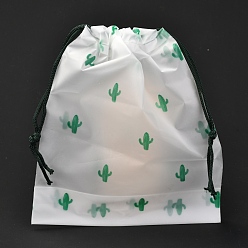 Кактус Пластиковые матовые сумки на шнурке, прямоугольные, Кактус, 20x16x0.02~0.2 см