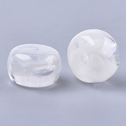 White Acrylic Beads, Imitation Gemstone, Rondelle, Clear & White, 15x10mm, Hole: 2mm, about 310pcs/500g