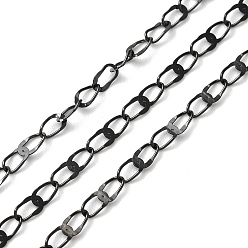 Black 304 Stainless Steel Dapped Oval Link Chains, Soldered, with Spool, Electrophoresis Black, 7x2.5x0.4mm, about 32.81 Feet(10m)/Roll