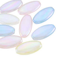 Color mezclado Perlas de acrílico chapadas en arco iris iridiscentes, perlas de brillo, oval, color mezclado, 39.5x20x6.5 mm, agujero: 2.5 mm