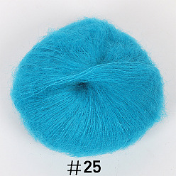 Deep Sky Blue 25g Angora Mohair Wool Knitting Yarn, for Shawl Scarf Doll Crochet Supplies, Deep Sky Blue, 1mm