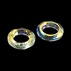 Claro AB Anillos de unión de vidrio electrochapado, anillo cósmico de cristal, anillo prisma, facetados, anillo redondo, claro ab, 30x6.5 mm, diámetro interior: 17 mm