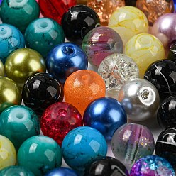 Couleur Mélangete Perles de verre peintes par pulvérisation opaque, ronde, couleur mixte, 8mm, Trou: 1.2~1.5mm
