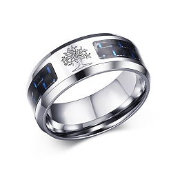 Tree Stainless Steel Ring, Wide Band Rings for Men, Tree, US Size 10, 8mm, Inner Diameter: 19.8mm