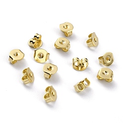 Настоящее золото 24K Латунные фрикционные ушные гайки, серьги для серьги-гвоздики, реальный 24 k позолоченный, 5x5x3 мм, отверстие: 1 мм