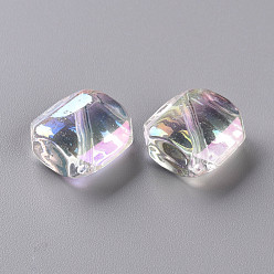 Clear AB Transparent Acrylic Beads, AB Color Plated, Rhombus, Clear AB, 16.5x16.5x7mm, Hole: 2mm, Side Length: 15x15mm