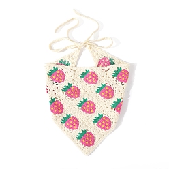 Strawberry Crochet Bandana, Kerchief Triangle Hair Scarf, Knitted Headscarf Texture Bandage Wrapped Headwrap Headbands, Strawberry, 250x500mm
