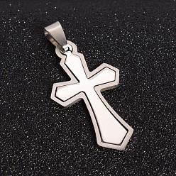 Stainless Steel Color 201 Stainless Steel Cross Split Pendants, Stainless Steel Color, 42x22.5x1.5mm, Hole: 4x9mm
