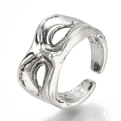 Античное Серебро Сплав манжеты кольца пальцев, маска, античное серебро, размер США 9 3/4 (19.5 мм)
