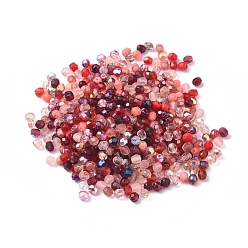 Mixed Color Fire-polished Czech Glass Beads, Electroplated/Dyed/Frosted, Faceted, Drum, Mixed Color, 4x4mm, Hole: 1mm, about 1437pcs~1443pcs/bag