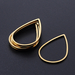 Oro 201 de acero inoxidable que une los anillos, Corte con laser, lágrima, dorado, 26x17x1 mm, tamaño interno: 23.5x15 mm