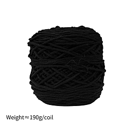 Negro Hilo de algodón con leche de 190g y 8capas para alfombras con mechones, hilo amigurumi, hilo de ganchillo, para suéter sombrero calcetines mantas de bebé, negro, 5 mm