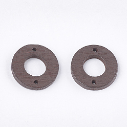 Coconut Brown Painted Poplar Wood Links, Donut, Coconut Brown, 18x2.5mm, Hole: 1.6mm