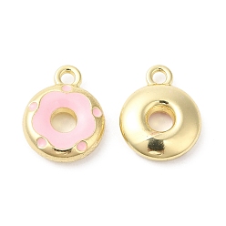 Pink Alloy Enamel Charms, Donut Charm, Pink, 12.5x10x3mm, Hole: 1.5mm