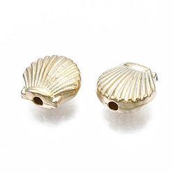 Light Gold Plated Plating ABS Plastic Beads, Shell Shape, Light Gold Plated, 8.5x9x4mm, Hole: 1.5mm