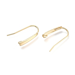 Real 24K Gold Plated 304 Stainless Steel Earring Hooks, with Horizontal Loop, Flat Ear Wire, Real 24K Gold Plated, 18.5x13.5x3.5mm, Hole: 1.5mm, 20 Gauge, Pin: 0.8mm