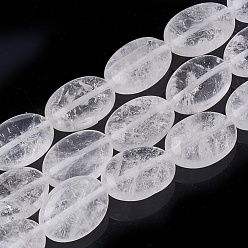 Quartz Crystal Natural Quartz Crystal Beads Strands, Rock Crystal Beads, Oval, 18~18.5x13x6mm, Hole: 1mm, about 22pcs/strand, 15.7 inch