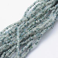 Azure Electroplate Glass Beads Strands, Imitation Jade, Half Plated, Faceted, Rondelle, Azure, 2.5x1.5mm, Hole: 0.5mm, about 197~201pcs/strand, 12.9 inch(33cm)