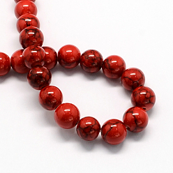 Красный Окрашенные синтетической бирюзы шарика Gemstone пряди, круглые, красные, 10 мм, отверстие : 1 мм, около 40 шт / нитка, 15.7 дюйм