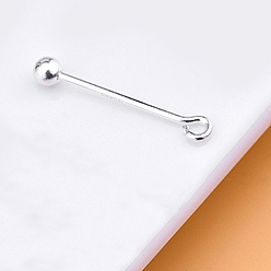 Silver Rack Plating 925 Sterling Silver Screw On Eye Ball Pins, Beadable Pin, for Jewelry Making, Silver, 19 Gauge, 13.3mm, Ball: 3mm, Pin: 0.94mm, Hole: 1.4mm