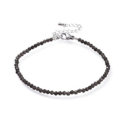 Obsidienne Bracelets de perles d'obsidienne naturelle, avec 304 pinces de homard en acier inoxydable et chaînes d'extension en laiton, facette, 7-1/4 pouce (18.5 cm)