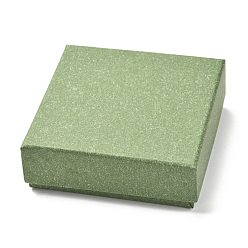 Dark Sea Green Square Paper Box, Snap Cover, with Sponge Mat, Jewelry Box, Dark Sea Green, 11.2x11.2x3.9cm, Inner Size: 103x103mm