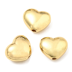 Real 18K Gold Plated Brass Beads, Long-Lasting Plated, Lead Free & Cadmium Free, Heart, Real 18K Gold Plated, 9x11x5.7mm, Hole: 1.6mm