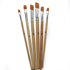 Sandy Brown Paint Wood Brushes Set, with Aluminium Tube and Nylon Hair, for DIY Oil Watercolor Painting Craft, Sandy Brown, 18.1~20.8x0.7~1cm, 6pcs/set
