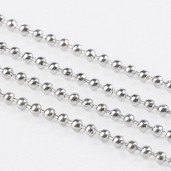 Platine Boule de fer perle chaînes, soudé, couleur platine, avec bobine, perle: 1.5 mm, environ 328.08 pieds (100 m)/rouleau