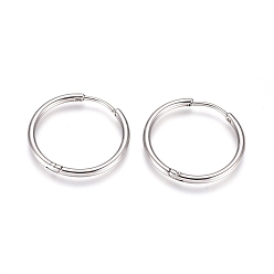 Stainless Steel Color 304 Stainless Steel Huggie Hoop Earrings, with 316 Surgical Stainless Steel Pin, Ring, Stainless Steel Color, 24x2mm, 12 Gauge, Pin: 0.9mm