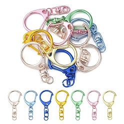 Mixed Color 10Pcs Spray Painted Alloy Swivel Snap Hook, Keychain Clasps Findings, Mixed Color, 57mm, Hole: 6mm