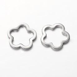 Stainless Steel Color Flower 201 Stainless Steel Link Rings, Stainless Steel Color, 13.5x13.5x1.5mm