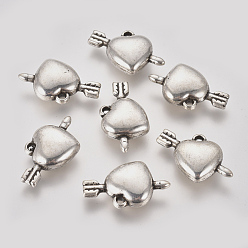 Antique Silver CCB Plastic Pendants, Heart with Arrow, Antique Silver, 16x28x8mm, Hole: 1.6mm