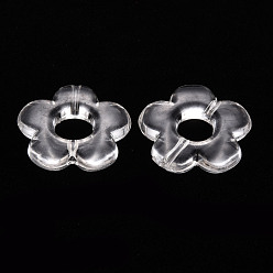 Clear Transparent Acrylic Bead Frames, Flower, Clear, 19x20x3.5mm, Hole: 1.6mm, Inner Diameter: 6.5mm, about 632pcs/500g