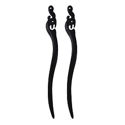 Черный Винтажные деревянные палочки для волос Schima, аксессуары для волос для женщин, чёрные, 168x18x6.5 мм, отверстие : 2.5 мм