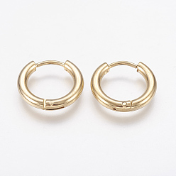Golden 304 Stainless Steel Huggie Hoop Earrings, Hypoallergenic Earrings, Golden, 15x2.5mm, 10 Gauge, Pin: 1mm