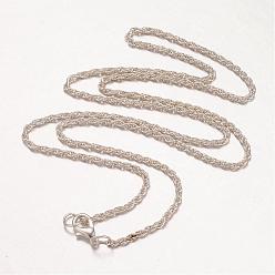 Argent Collier fabrication du fer, chaîne de corde, avec mousqueton en alliage, couleur argent plaqué, 24.8 pouce