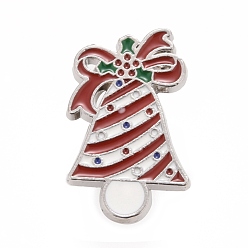 Roja Pin de esmalte de campana de navidad, insignia de aleación para ropa de mochila, Platino, rojo, 27x17x2 mm