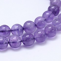 Amethyst Natural Amethyst Round Bead Strands, Grade AB, 6mm, Hole: 0.8mm, about 64pcs/strand, 15.5 inch