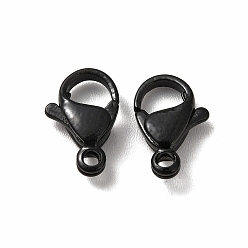 Black Spray Painted 304 Stainless Steel Lobster Claw Clasps, Black, 11x7x3mm, Hole: 1.4mm