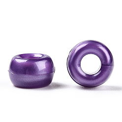 Purple Plastic Pearlized Beads, Barrel, Purple, 9x6mm, Hole: 3.8mm, about 1900pcs/500g
