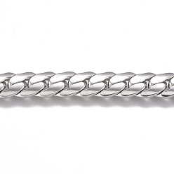 Stainless Steel Color 201 Stainless Steel Cuban Link Chains, Unwelded, Stainless Steel Color, 8.5x6x2mm