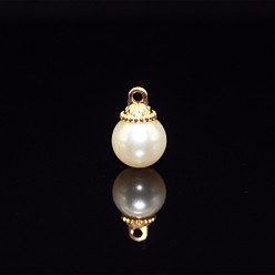 Others Imitation Pearl Pendant with Alloy Findings, Light Gold, Bubble Pattern, 8mm