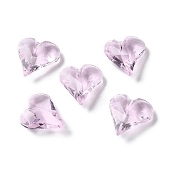 Pearl Pink Glass Rhinestone Cabochons, Faceted, Heart, Pointed Back, Pearl Pink, 12x12x5mm