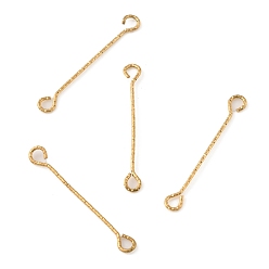 Golden Ion Plating(IP) 316 Surgical Stainless Steel Eye Pins, Double Sided Eye Pins, Golden, 24 Gauge, 30x3.5x0.5mm, Hole: 2.5x1.9mm